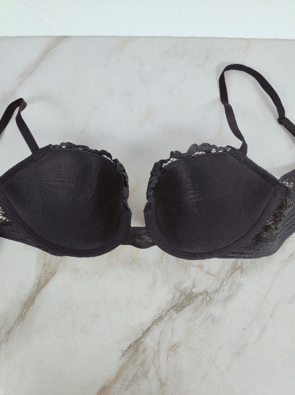 Victoria's Secret Black Lace Padded Balconette Bra, Sz 36C - Picture 6 of 10